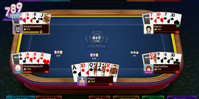Luật chơi cơ bản của Stud Poker 789Club