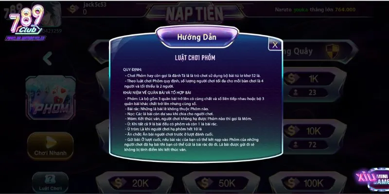 Nắm rõ luật chơi bài phỏm 789Club